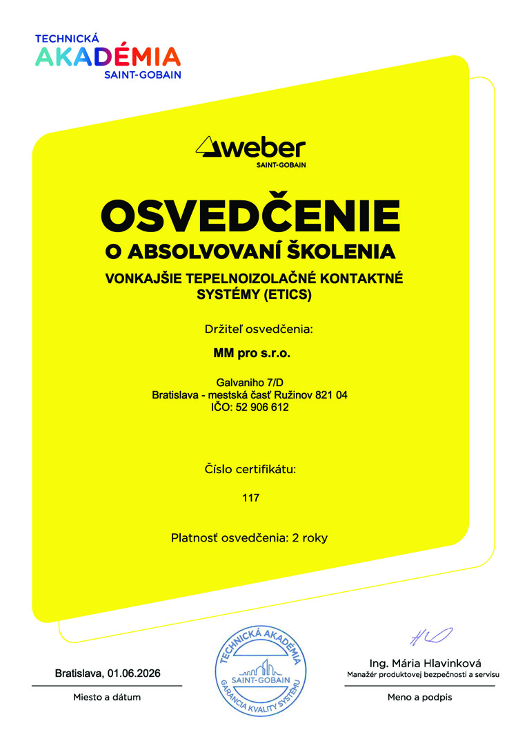 Certifikát - WEBER ST Therm 1/2